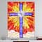 Designart 'Holy Cross Stained Glass Style Rustic Rectangular Wall Clock